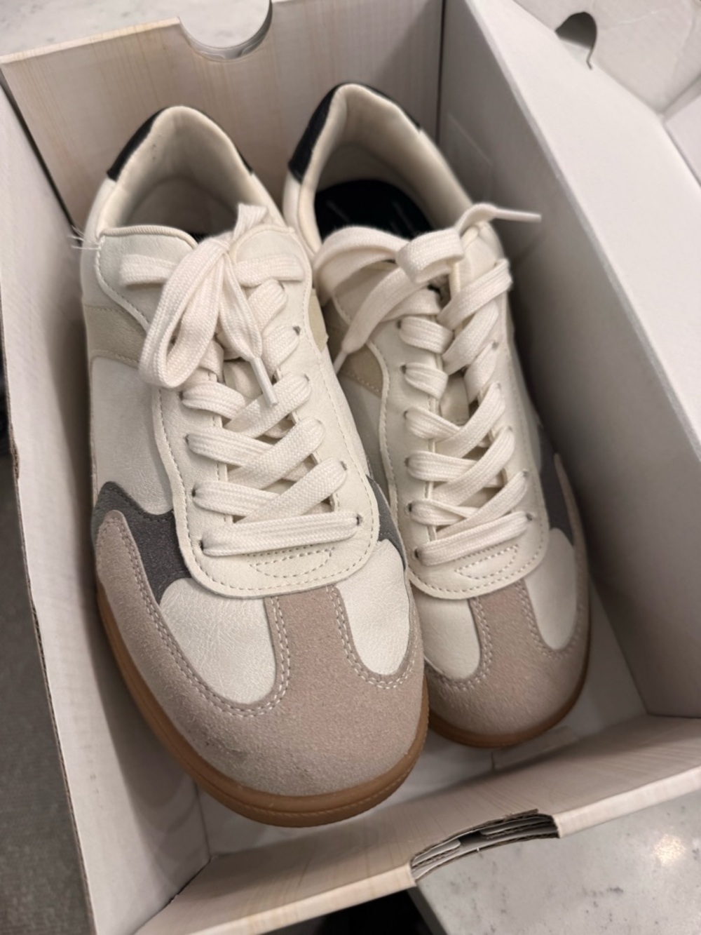 Blowfish White and Sand Low-Profile Slip-On Sneakers